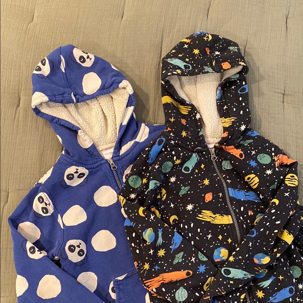 Hanna Andersson Blue and Black Sherpa Lined Hoodies